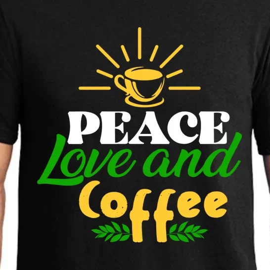 Peace Love & Coffee Motif Pajama Set