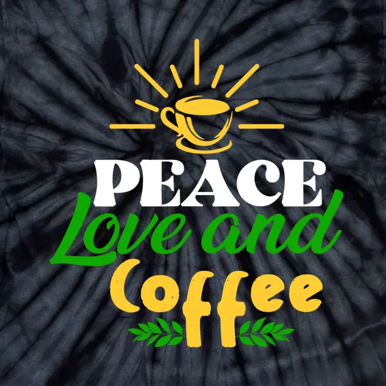 Peace Love & Coffee Motif Tie-Dye T-Shirt