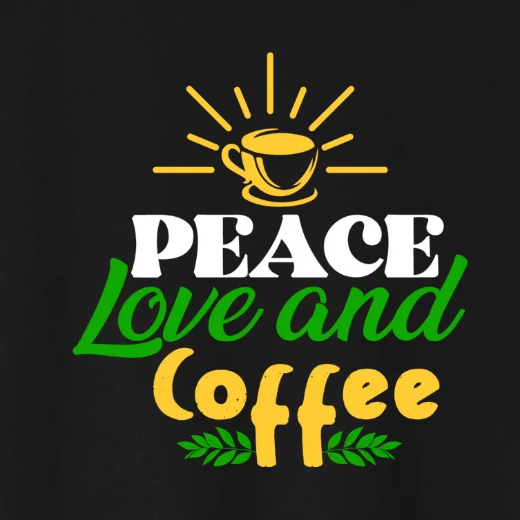 Peace Love & Coffee Motif Women's Crop Top Tee