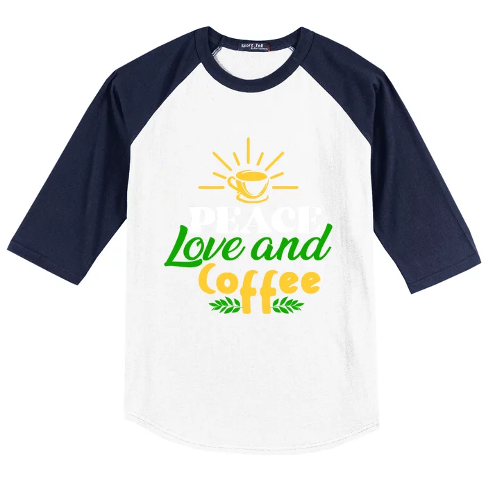 Peace Love & Coffee Motif Baseball Sleeve Shirt