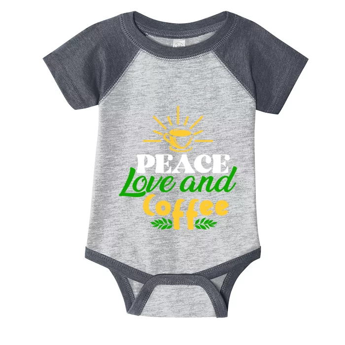 Peace Love & Coffee Motif Infant Baby Jersey Bodysuit