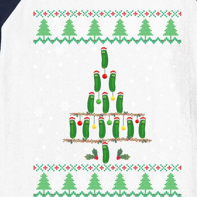 Pickle Lover Christmas Tree Santa Hat Ugly Xmas Sweater Funny Gift Baseball Sleeve Shirt