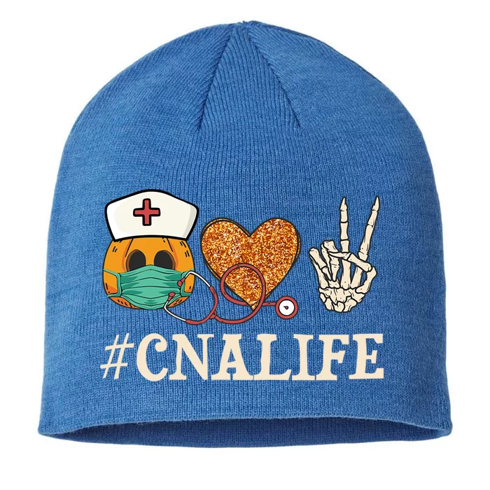 Peace Love Cna Life Halloween Certified Nursing Assistant Gift 8 1/2in Sustainable Knit Beanie