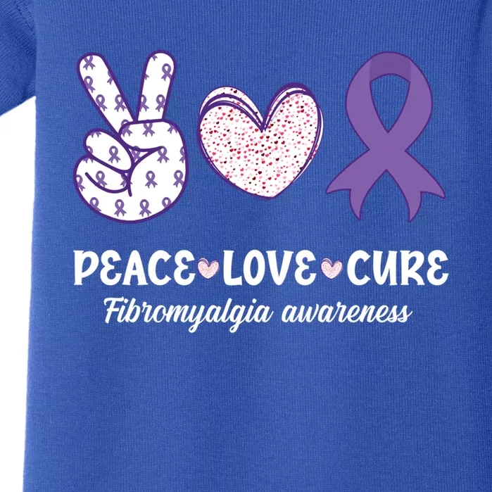 Peace Love Cure Fibromyalgia Awareness Month Warrior Fighter Gift Baby Bodysuit