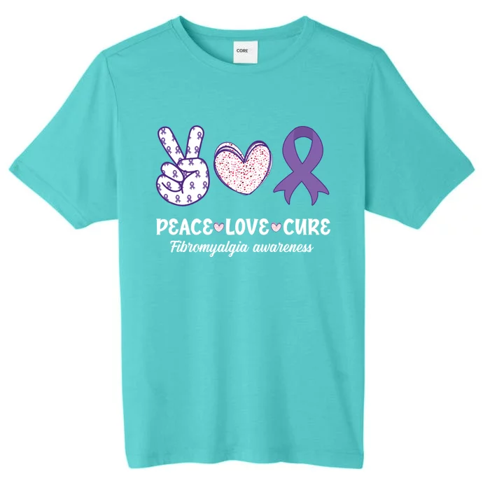 Peace Love Cure Fibromyalgia Awareness Month Warrior Fighter Gift ChromaSoft Performance T-Shirt