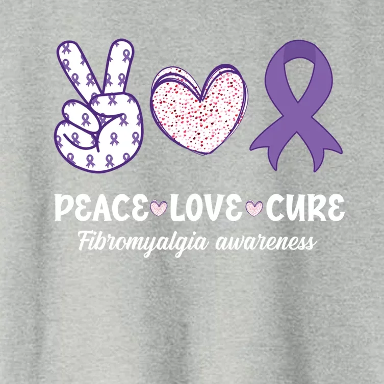 Peace Love Cure Fibromyalgia Awareness Month Warrior Fighter Gift Women's Crop Top Tee