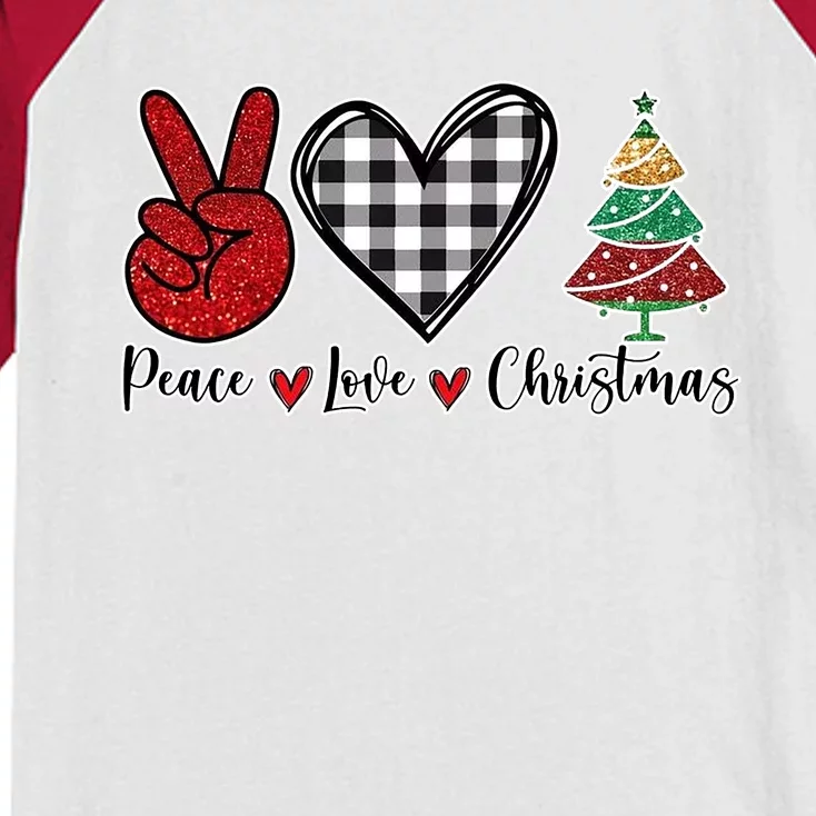 Peace Love Christmas Kids Colorblock Raglan Jersey