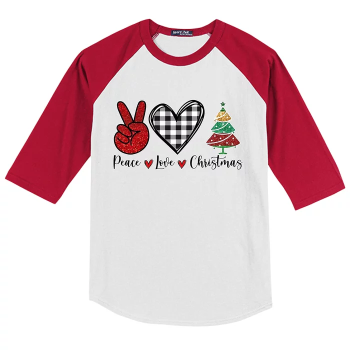 Peace Love Christmas Kids Colorblock Raglan Jersey