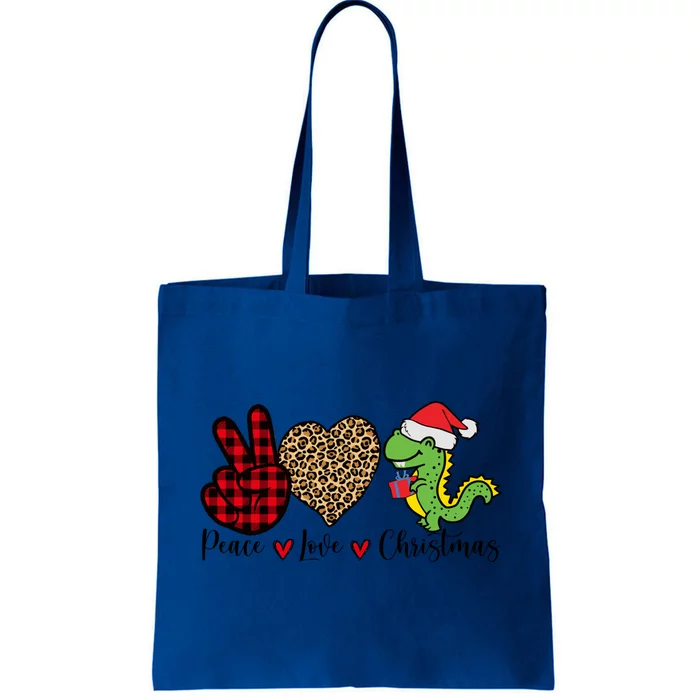 Peace Love Christmas Gift Funny Christmas Tree Rex Meaningful Gift Tote Bag