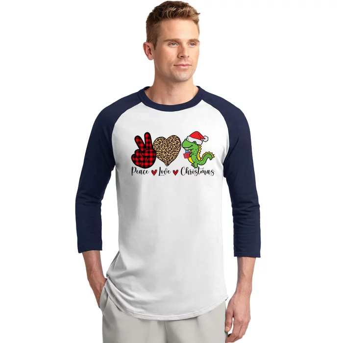 Peace Love Christmas Gift Funny Christmas Tree Rex Meaningful Gift Baseball Sleeve Shirt