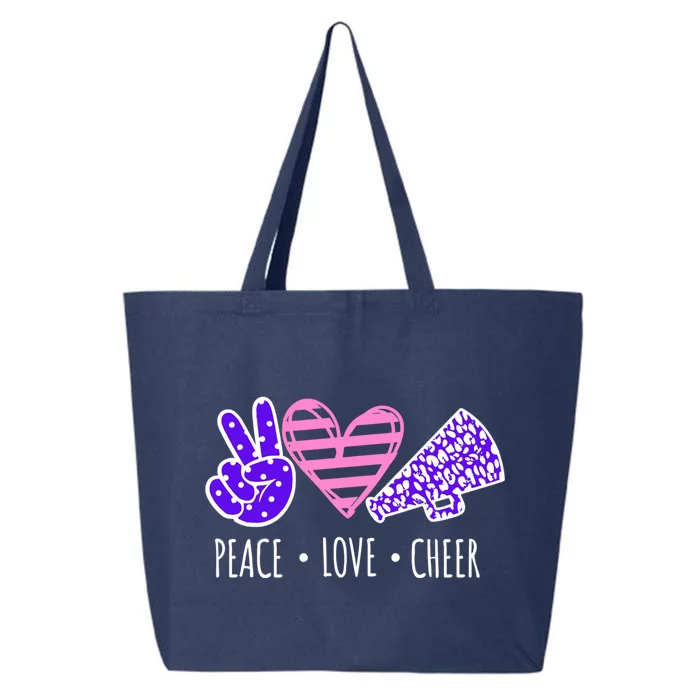 Peace Love Cheer Cheerleader Teen Girls Funny Cheerleading Gift 25L Jumbo Tote