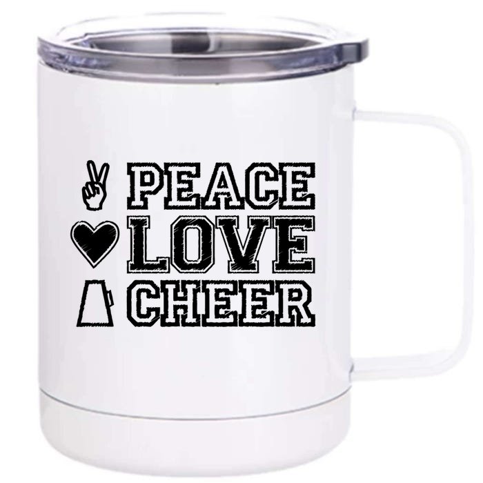 Peace Love Cheer Cheerleader Teen Girls Funny Cheerleading Cute Gift Front & Back 12oz Stainless Steel Tumbler Cup