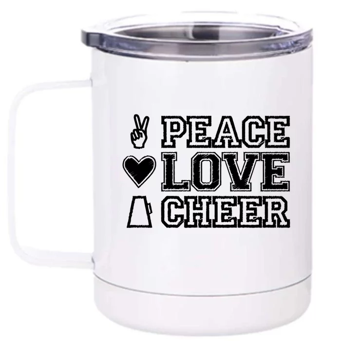 Peace Love Cheer Cheerleader Teen Girls Funny Cheerleading Cute Gift Front & Back 12oz Stainless Steel Tumbler Cup