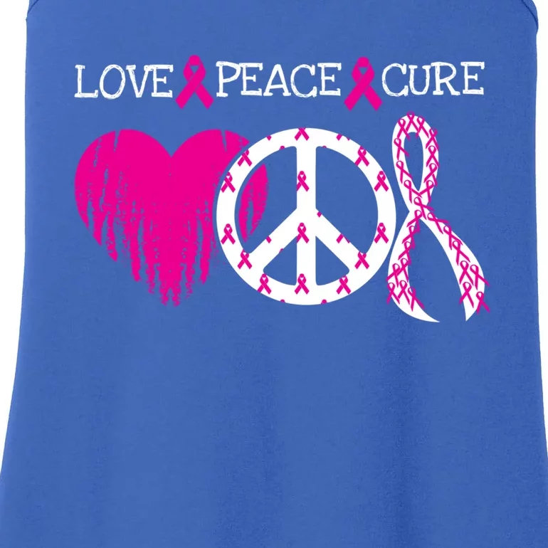 Peace Love Cure Breast Cancer Awareness Metastatic Funny Gift Great Gift Ladies Essential Tank