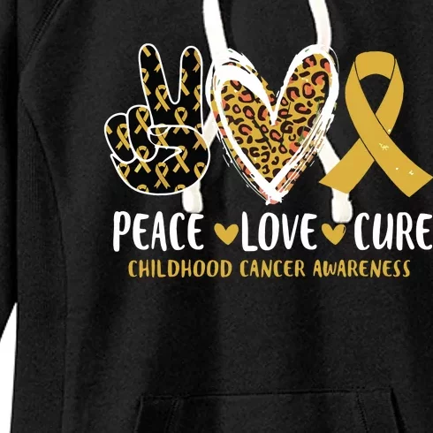 Peace Love Cure Childhood Cancer Awareness Leopart Heart Women's Fleece Hoodie