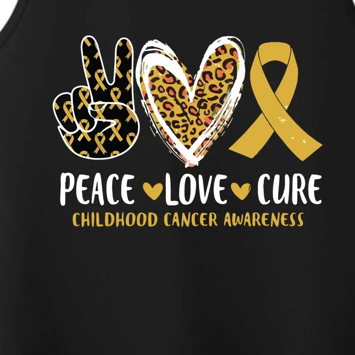 Peace Love Cure Childhood Cancer Awareness Leopart Heart Performance Tank