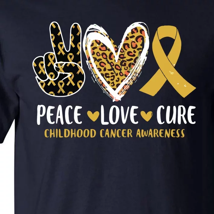 Peace Love Cure Childhood Cancer Awareness Leopart Heart Tall T-Shirt