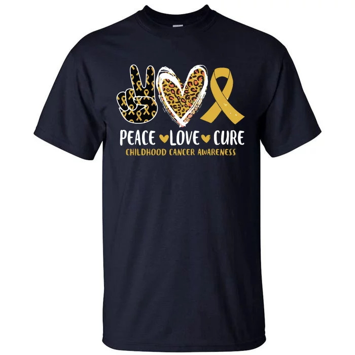 Peace Love Cure Childhood Cancer Awareness Leopart Heart Tall T-Shirt