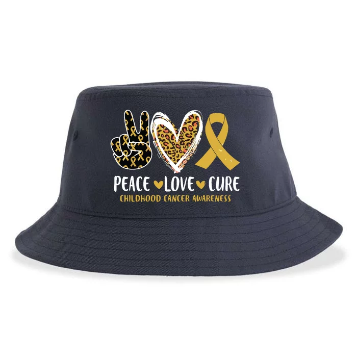 Peace Love Cure Childhood Cancer Awareness Leopart Heart Sustainable Bucket Hat