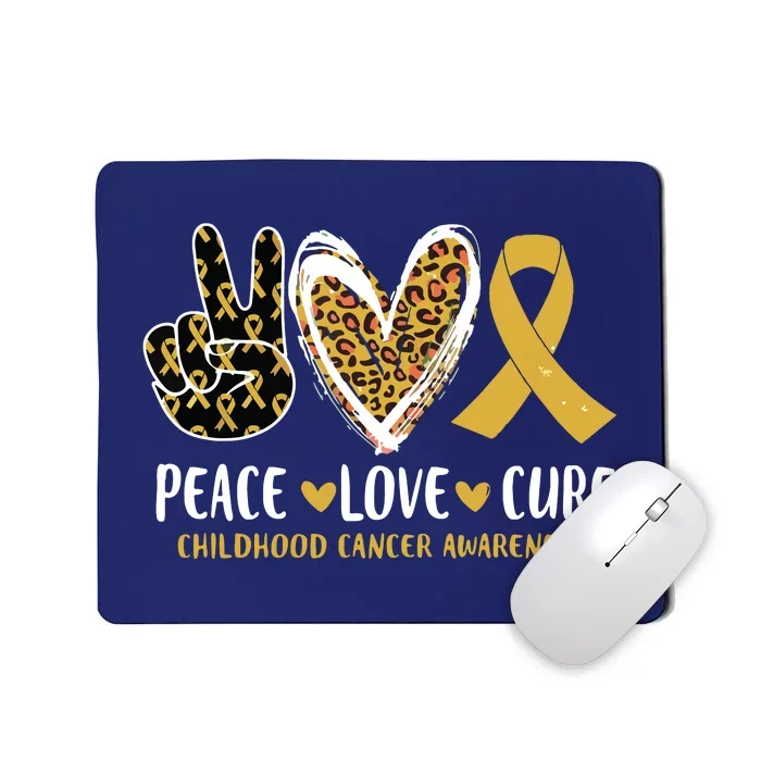 Peace Love Cure Childhood Cancer Awareness Leopart Heart Mousepad