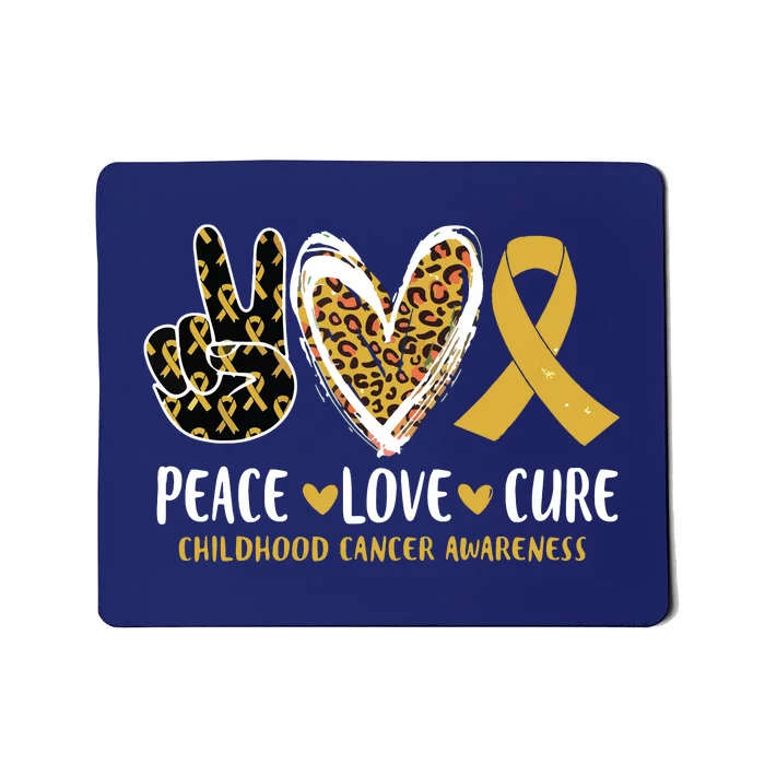 Peace Love Cure Childhood Cancer Awareness Leopart Heart Mousepad