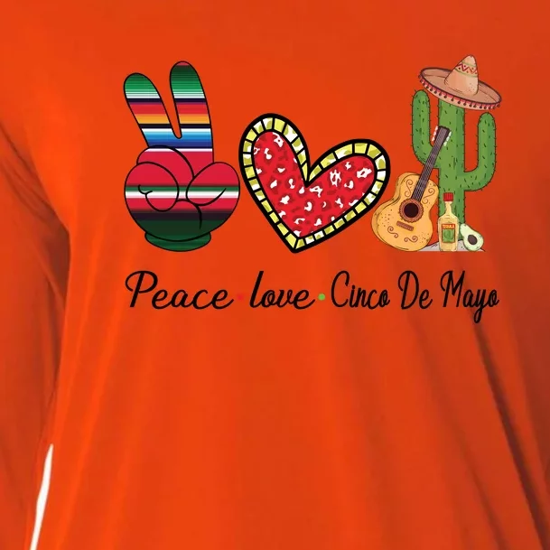 Peace Love Cinco De Mayo Fiesta Mexican Hippie Women Cooling Performance Long Sleeve Crew