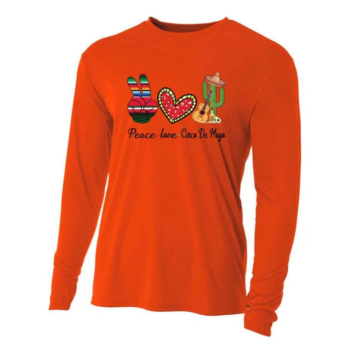 Peace Love Cinco De Mayo Fiesta Mexican Hippie Women Cooling Performance Long Sleeve Crew