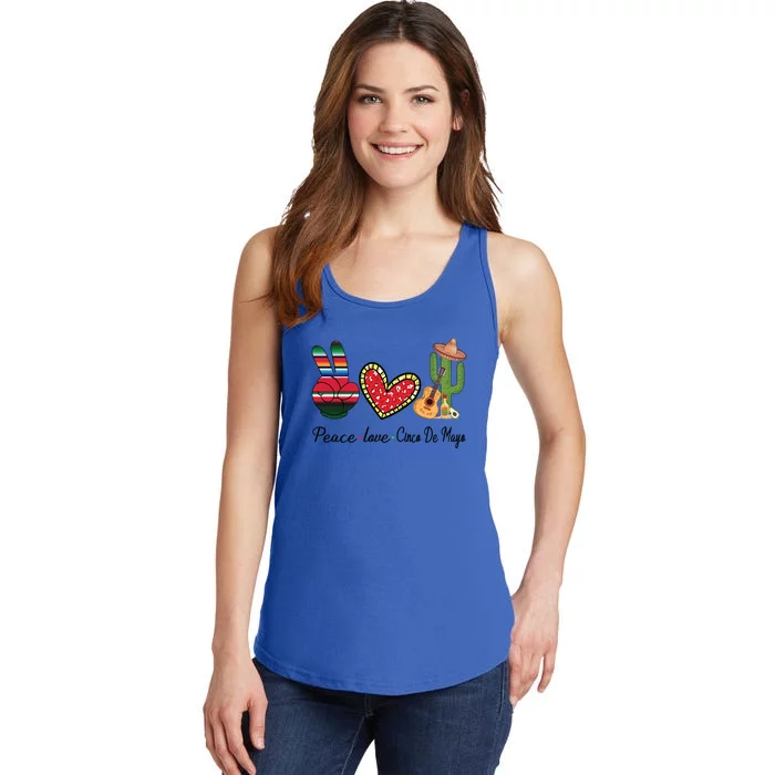 Peace Love Cinco De Mayo Fiesta Mexican Hippie Women Ladies Essential Tank