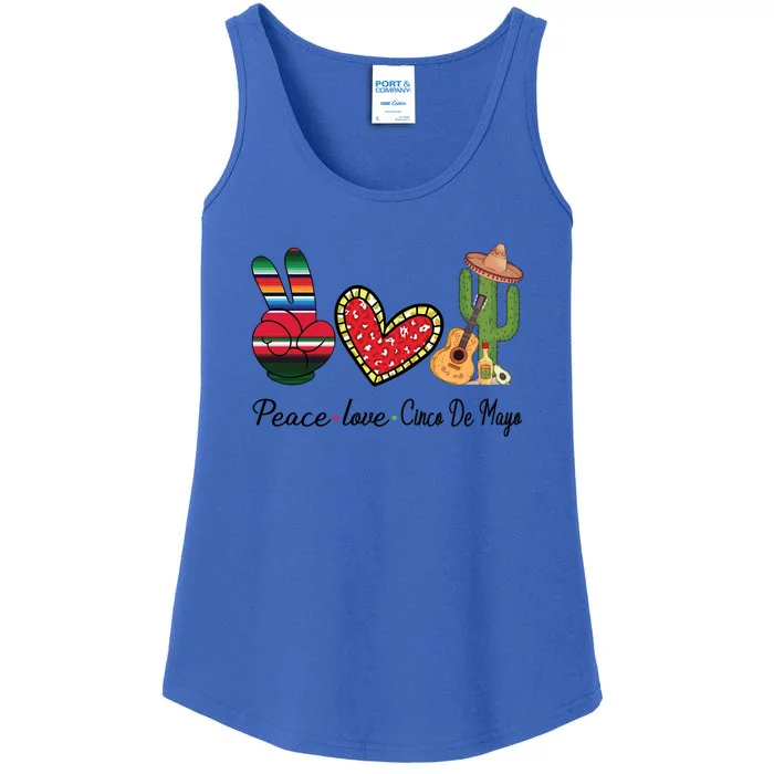 Peace Love Cinco De Mayo Fiesta Mexican Hippie Women Ladies Essential Tank