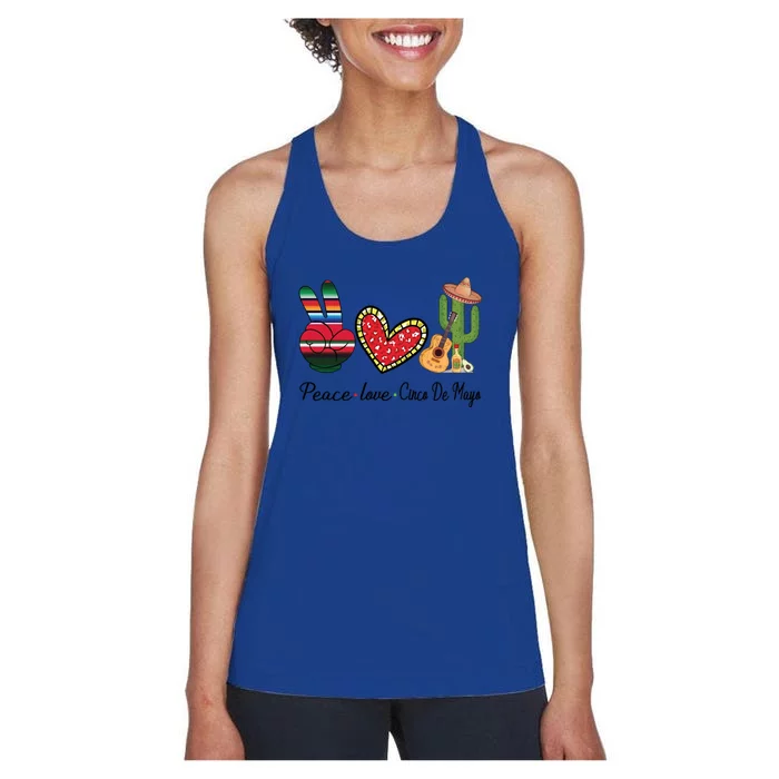 Peace Love Cinco De Mayo Fiesta Mexican Hippie Women Women's Racerback Tank