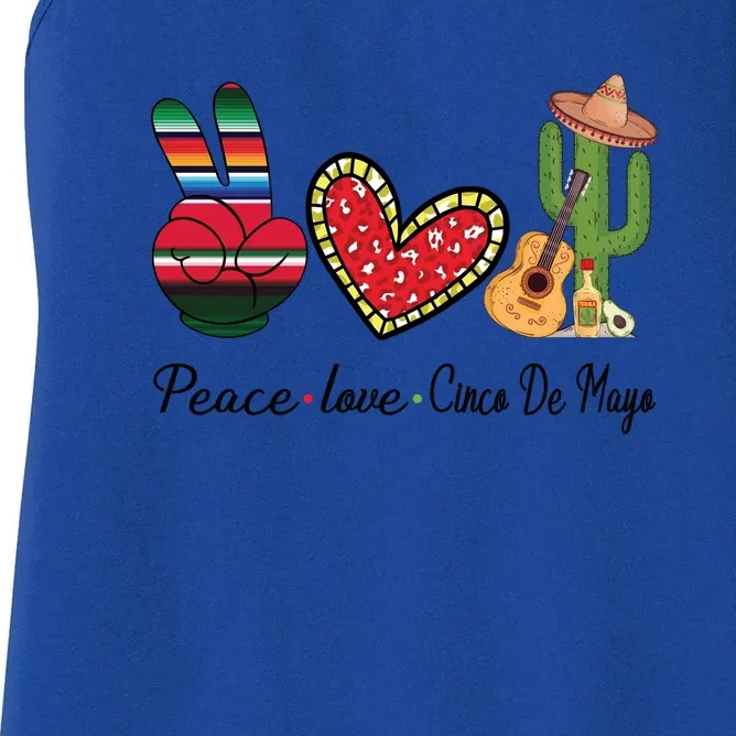 Peace Love Cinco De Mayo Fiesta Mexican Hippie Women Women's Racerback Tank