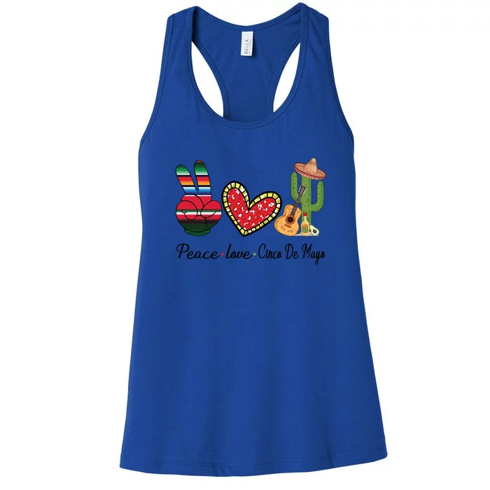 Peace Love Cinco De Mayo Fiesta Mexican Hippie Women Women's Racerback Tank