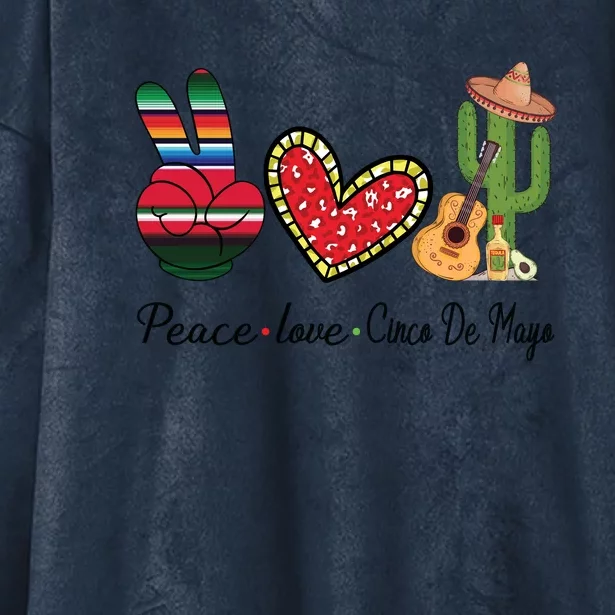 Peace Love Cinco De Mayo Fiesta Mexican Hippie Women Hooded Wearable Blanket