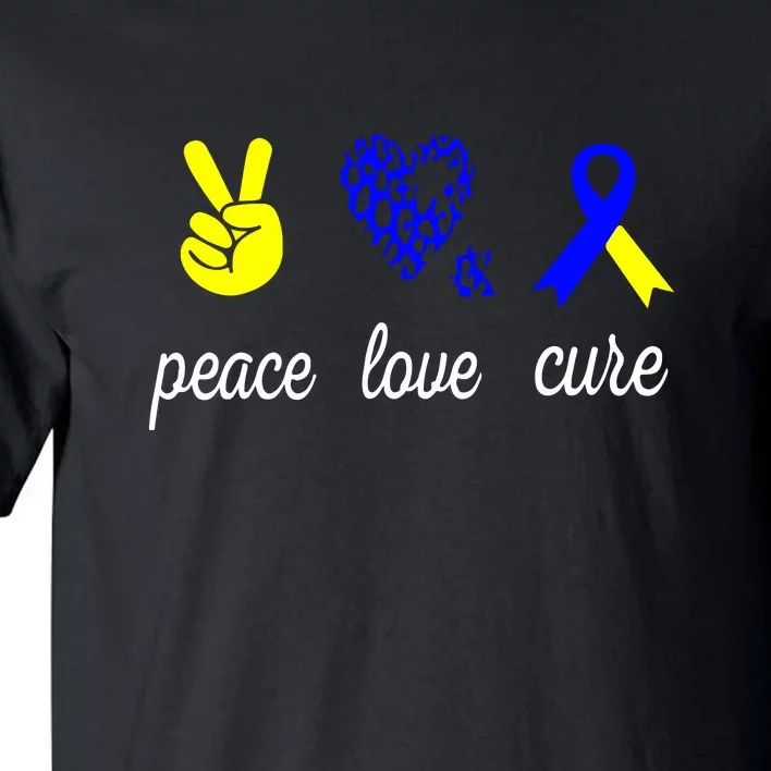 Peace Love Cure Down Syndrome Awareness Gift Tall T-Shirt