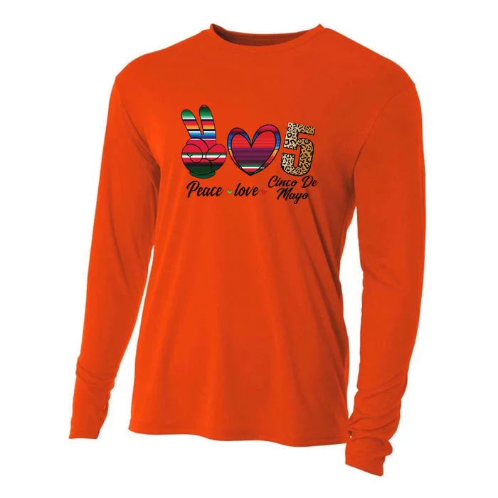 Peace Love Cinco De Mayo Fiesta Funny Mexican Cooling Performance Long Sleeve Crew