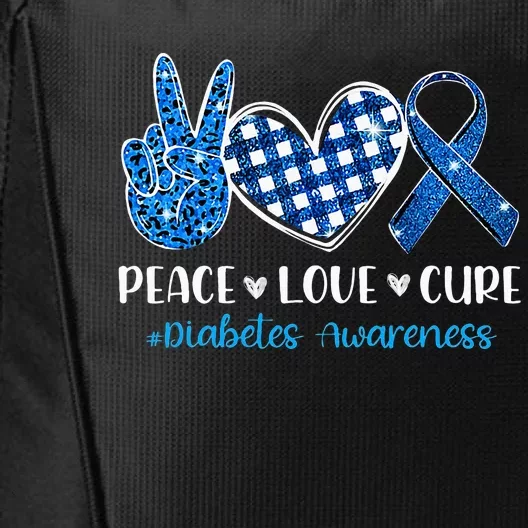 Peace Love Cure Grey Blue Ribbon Diabetes Awareness City Backpack