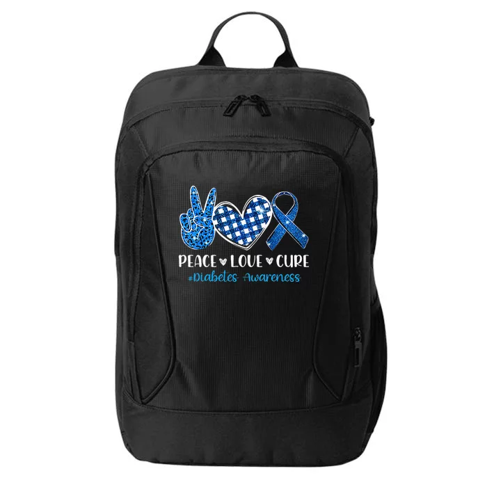 Peace Love Cure Grey Blue Ribbon Diabetes Awareness City Backpack