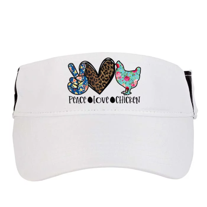 Peace Love Chickens For Floral Animal Print Chicken Lover Adult Drive Performance Visor