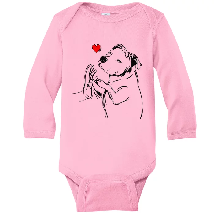 Pitbull Love Cute Pittie Dog Mom Funny Baby Long Sleeve Bodysuit