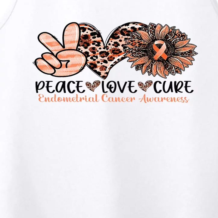 Peace Love Cure Sunflower Peach Ribbon Endometrial Cancer Performance Tank