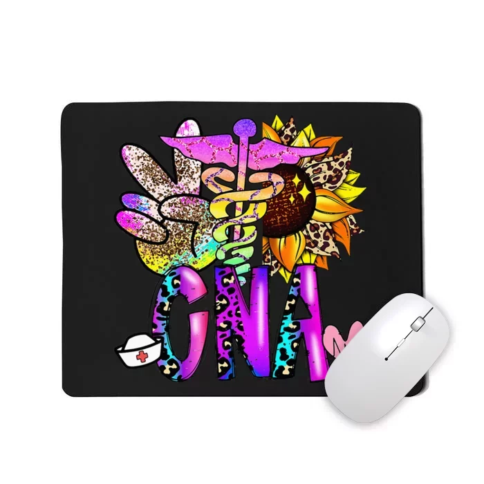 Peace Love CNA Nurse Certified Nursing Assistant Leopard Mousepad