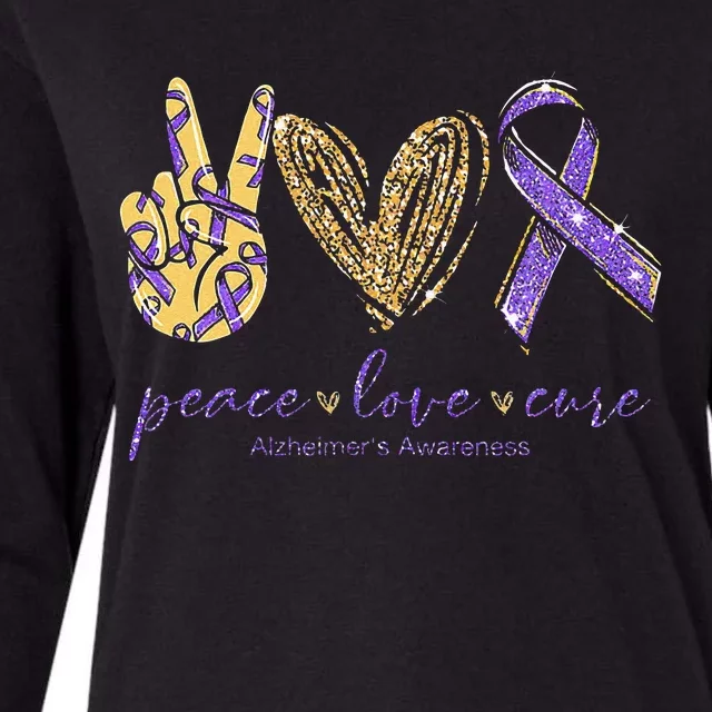 Peace Love Cure Alzheimers Awareness Womens Cotton Relaxed Long Sleeve T-Shirt