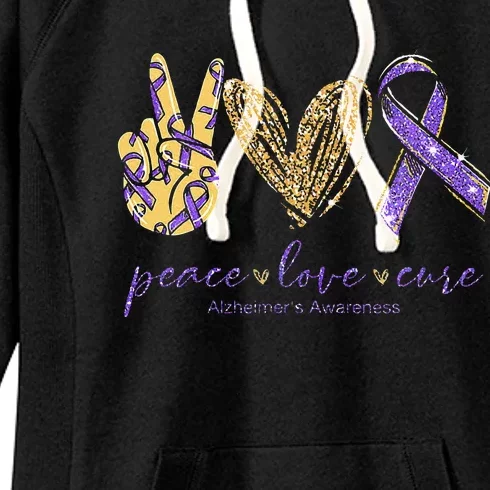 Peace Love Cure Alzheimers Awareness Women's Fleece Hoodie