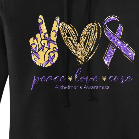 Peace Love Cure Alzheimers Awareness Women's Pullover Hoodie