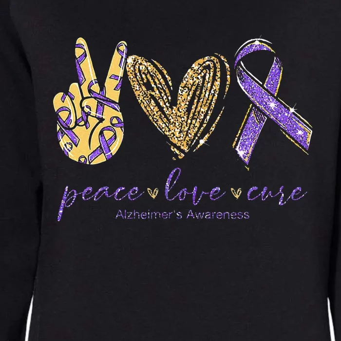 Peace Love Cure Alzheimers Awareness Womens California Wash Sweatshirt