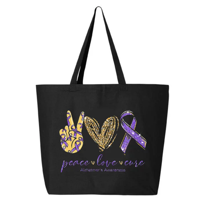 Peace Love Cure Alzheimers Awareness 25L Jumbo Tote