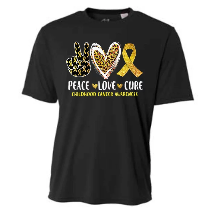 Peace Love Cure Childhood Cancer Awareness Leopart Heart Cooling Performance Crew T-Shirt