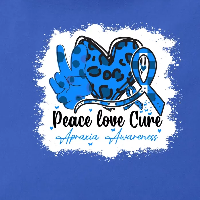 Peace Love Cure Apraxia Awareness Month Blue Ribbon Support Gift Zip Tote Bag