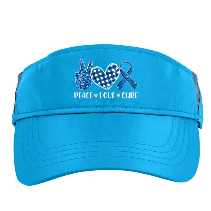 Peace Love Cure Grey Blue Ribbon Diabetes Awareness Adult Drive Performance Visor