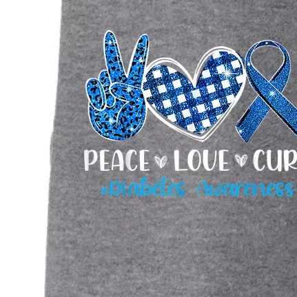 Peace Love Cure Grey Blue Ribbon Diabetes Awareness Doggie 3-End Fleece Hoodie